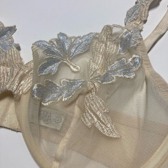 La Perla Floral Applique Embroidered Strap Underwire Demi Bra Sheer Unlined 34B - Picture 9 of 14